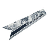 ディオール ミッツァ スカーフ ホワイト ネイビー シルク レディース Dior 【中古】