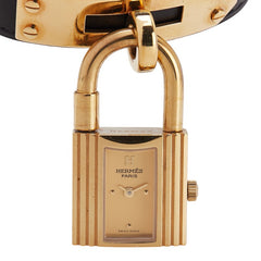 エルメス ケリーウォッチ 腕時計 クオーツ ゴールド文字盤 ステンレススチール レザー レディース HERMES 【中古】