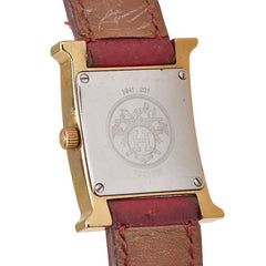 エルメス Hウォッチ 腕時計 HH1.201 クオーツ シルバー文字盤 ステンレススチール レザー レディース HERMES 【中古】