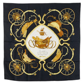 エルメス カレ90 SPRINGS スプリングス 馬車柄 スカーフ ブラック マルチカラー シルク レディース HERMES 【中古】