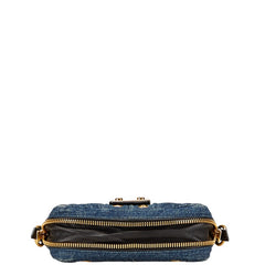 ミュウミュウ ビジュー 斜め掛け ショルダーバッグ インディゴブルー マルチカラー デニム レザー レディース MIUMIU 【中古】