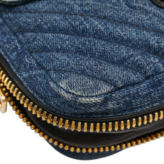 ミュウミュウ ビジュー 斜め掛け ショルダーバッグ インディゴブルー マルチカラー デニム レザー レディース MIUMIU 【中古】