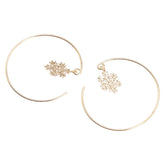 K18YG イエローゴールド 雪 結晶 モチーフ キャッチレス フープ ピアス レディース 【中古】