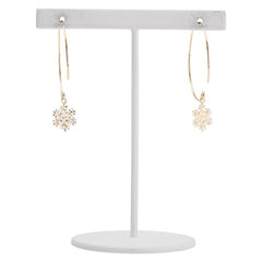 K18YG イエローゴールド 雪 結晶 モチーフ キャッチレス フープ ピアス レディース 【中古】