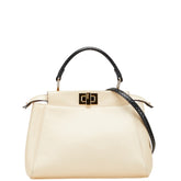 フェンディ ミニピーカブー バグズ モンスターアイ ハンドバッグ ショルダーバッグ 2WAY 8BN244 アイボリー ブラック レザー パイソン レディース FENDI 【中古】