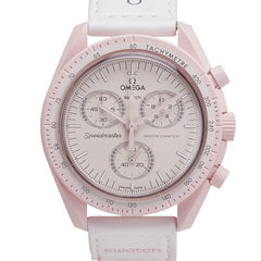 オメガ × スウォッチ Swatch スピードマスター ムーンスウォッチ MISSION TO VENUS 腕時計 SO33P100 クオーツ ベージュ文字盤 セラミック ナイロン メンズ OMEGA 【中古】