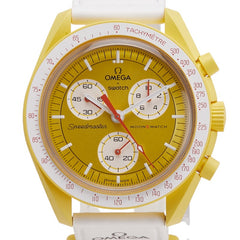 オメガ × スウォッチ SWATCH スピードマスター ムーンスウォッチ MISSION TO THE SUN 腕時計 SO33J100 クオーツ ゴールド文字盤 セラミック ナイロン メンズ OMEGA 【中古】