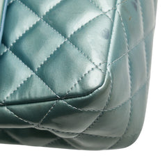 シャネル ココマーク マトラッセ25 ダブルフラップ チェーン ショルダーバッグ メタリックグリーン パテントレザー レディース CHANEL 【中古】