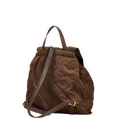 プラダ 三角ロゴプレート リュック バックパック ブラウン ナイロン レザー レディース PRADA 【中古】