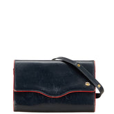 グッチ オールドグッチ 斜め掛け ショルダーバッグ 99 004 3740 ネイビー レッド レザー レディース GUCCI 【中古】