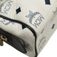 エム シー エム ヴィセトス モノグラム ミニボストンバッグショルダーバッグ 2WAY ホワイト ブラック レザー レディース MCM 【中古】