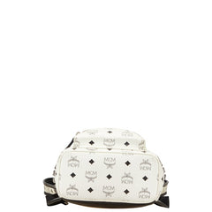 エム シー エム ヴィセトス スタッズ リュック バックパック ホワイト ブラック レザー レディース MCM 【中古】