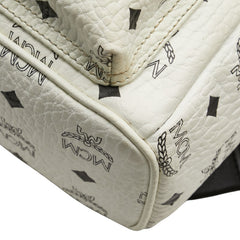 エム シー エム ヴィセトス スタッズ リュック バックパック ホワイト ブラック レザー レディース MCM 【中古】