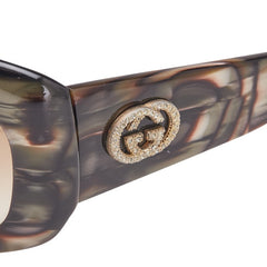 グッチ インターロッキングG サングラス GG2971/S グレー カーキ プラスチック ラインストーン レディース GUCCI 【中古】