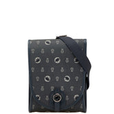 ハンティングワールド ロゴ ショルダーバッグ ネイビー キャンバス レザー レディース HUNTING WORLD 【中古】