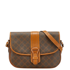 バリー ロゴ ショルダーバッグ ブラウン PVC レザー レディース BALLY 【中古】