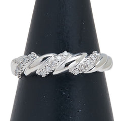 Pt900 プラチナ ダイヤ0.13ct ツイスト リング 指輪 レディース 15.5号 【中古】