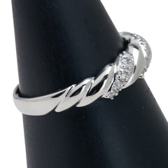 Pt900 プラチナ ダイヤ0.13ct ツイスト リング 指輪 レディース 15.5号 【中古】
