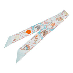 エルメス ツイリー FUNNY ICE CREAM ファニー アイスクリーム スカーフ ライトブルー マルチカラー レディース HERMES 【中古】