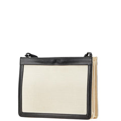 バレンシアガ ネイビー ポシェット ショルダーバッグ 339937 ベージュ ブラック キャンバス レザー レディース BALENCIAGA 【中古】