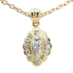 K18YG イエローゴールド ダイヤ0.25ct ダイヤ0.06ct ネックレス レディース 【中古】