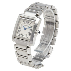 カルティエ タンクフランセーズSM 腕時計 W51008Q3 クオーツ ホワイト文字盤 ステンレススチール レディース CARTIER 【中古】