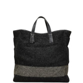 コーチ トートバッグ ブラック グレー ウール レザー レディース COACH 【中古】