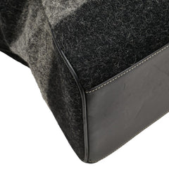 コーチ トートバッグ ブラック グレー ウール レザー レディース COACH 【中古】