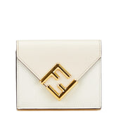 フェンディ FFダイヤモンド 三つ折り財布 8M0480 アイボリー ホワイト レザー レディース FENDI 【中古】