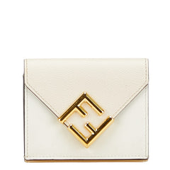 フェンディ FFダイヤモンド 三つ折り財布 8M0480 アイボリー ホワイト レザー レディース FENDI 【中古】