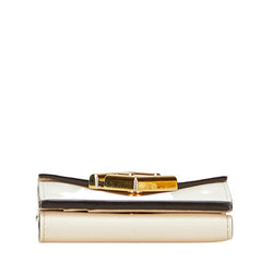 フェンディ FFダイヤモンド 三つ折り財布 8M0480 アイボリー ホワイト レザー レディース FENDI 【中古】