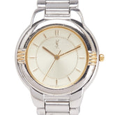 サンローラン 腕時計 6031-G11246 クオーツ ベージュ文字盤 ステンレススチール メッキ レディース SAINT LAURENT 【中古】