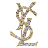 サンローラン YSLロゴ ラインストーン ブローチ ゴールド メッキ レディース SAINT LAURENT 【中古】