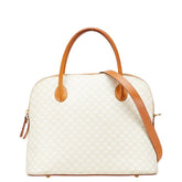 セリーヌ マカダム ショルダーバッグ ハンドバッグ 2WAY ホワイト ブラウン PVC レザー レディース CELINE 【中古】