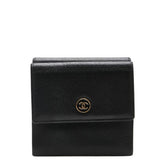 シャネル ココマーク 二つ折り財布 ブラック レザー レディース CHANEL 【中古】
