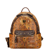 エム シー エム ヴィセトス ロゴグラム スタッズ パイソン リュック バックパック ブラウン PVC レザー レディース MCM 【中古】