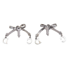 ディオール CDロゴ リボン モチーフ イヤリング ガンメタル シルバー メタル レディース Dior 【中古】