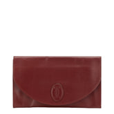 カルティエ マストライン クラッチバッグ ワインレッド ボルドー レザー レディース CARTIER 【中古】