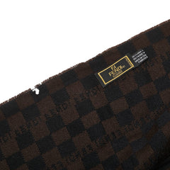 フェンディ ロゴ マフラー ブラウン ブラック ウール レディース FENDI 【中古】