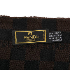 フェンディ ロゴ マフラー ブラウン ブラック ウール レディース FENDI 【中古】