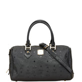 エム シー エム ヴィセトス ロゴグラム ボストンバッグ ショルダーバッグ 2WAY ブラック ナイロン レザー レディース MCM 【中古】