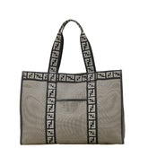 フェンディ ズッカ トートバッグ ブラック グレー キャンバス レザー レディース FENDI 【中古】