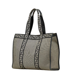フェンディ ズッカ トートバッグ ブラック グレー キャンバス レザー レディース FENDI 【中古】