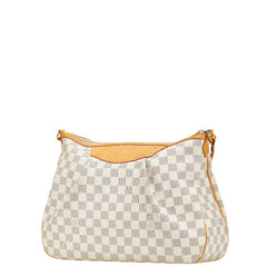 ルイ ヴィトン ダミエ アズール シラクーサMM ショルダーバッグ N41112 ホワイト PVC レザー レディース LOUIS VUITTON 【中古】