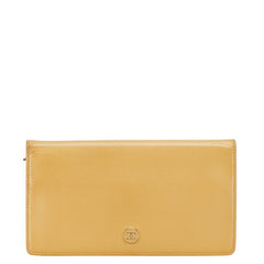 シャネル ココボタン 長財布 イエロー レザー レディース CHANEL 【中古】
