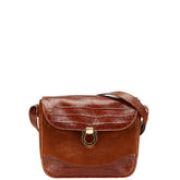 サルヴァトーレフェラガモ ガンチーニ クロコ型押し ショルダーバッグ ブラウン レザー スウェード レディース Salvatore Ferragamo 【中古】