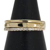 K18YG イエローゴールド ダイヤ0.20ct ハーフエタニティ リング 指輪 レディース 12.5号 【中古】