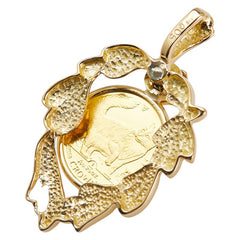 K24 ゴールド K18YG イエローゴールド ダイヤ0.05ct マン島キャット エリザベス 1/25oz 1991年 コイン ペンダントトップ レディース 【中古】