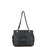 シャネル ココマーク マトラッセ PST チェーン トートバッグ ショルダーバッグ ブラック キャビアスキン レディース CHANEL 【中古】