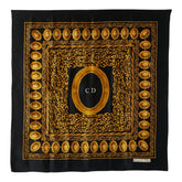 ディオール CDロゴ チェーン モチーフ スカーフ ブラック ゴールド シルク レディース Dior 【中古】